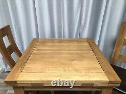 Oak Furniture Land Solid Oak Extendable Dining Table and 2 Solid Oak Chairs