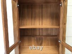 Oak Furniture Land Solid Oak Tall Bookcase Display Cabinet Unit Shelves & Drawer