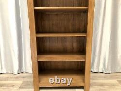 Oak Furniture Land Solid Oak Tall Bookcase Unit With 5 Shelves Rustic 100% Oak