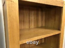 Oak Furniture Land Solid Oak Tall Rustic Bookcase Quercus 4 shelves & 2 Drawers