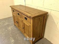 Oak Furniture Rustic 100% Solid Oak Sidebaord Cabinet Unit 3 Drawers 3 Cupboards