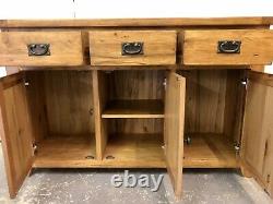 Oak Furniture Rustic 100% Solid Oak Sidebaord Cabinet Unit 3 Drawers 3 Cupboards
