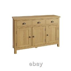 Oak Large Sideboard 3 Door Wood Cupboard Dovedale 3 Drawer Storage Cabinet