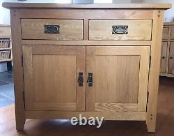 Oak Sideboard Solid Wood Small 2 Door+2 Drawer Storage Cupboard Dining Storage