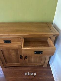 Oak Sideboard Solid Wood Small 2 Door+2 Drawer Storage Cupboard Dining Storage