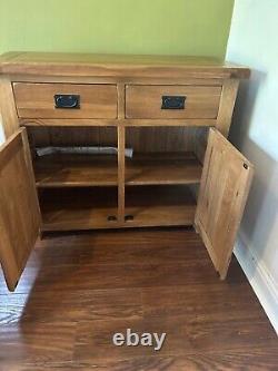 Oak Sideboard Solid Wood Small 2 Door+2 Drawer Storage Cupboard Dining Storage