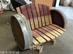 Oak Wine Barrel Seat Armchair Chair Bench French Wine Barrel Outdoor Indoor