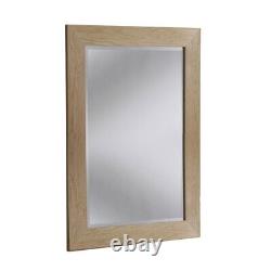 Oak Wood Natural Design Frame Wall Mirror Rectangle Bevelled Free Style 94x69cm
