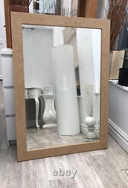 Oak Wood Natural Design Full Length Wall Mirror Bevelled Free Style 131x45cm