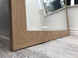 Oak Wood Natural Design Full Length Wall Mirror Bevelled Free Style 131x45cm