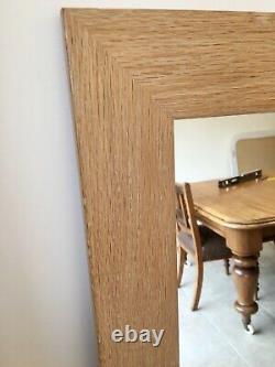 Oak Wood Natural Frame Wall Mirror Rectangular Bevelled Glass Solid 105x75cm