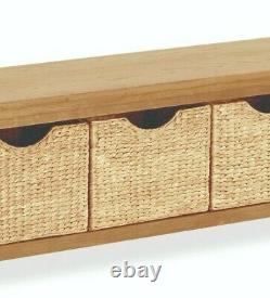 Oakvale Bench with Baskets / Solid Wood Hallway Bench With Wicker Basket Storage