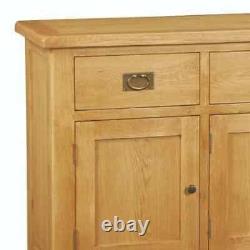 Oakvale Extra Large Sideboard / Solid Wood 4 Drawer 4 Door Side Storage Cabinet