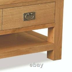 Oakvale Large Coffee Table With Drawers & Under Shelf / Solid Wood Drinks Stand