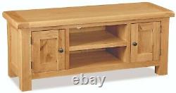 Oakvale Large TV Unit / Rustic Oak 120cm Media Cabinet / Solid Living Furniture