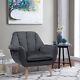 Occasional Velvet Grey Scallop Armchair Wingback With Oak Solid Legs Chair Sofa
