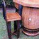 Octagonal Top Solid Oak Bar Table And 4 Stools Set From Recycled Whiskey Casks