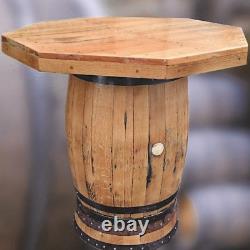 Octagonal Top Solid Oak Bar Table and 4 Stools Set from Recycled Whiskey Casks