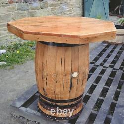 Octagonal Top Solid Oak Bar Table and 4 Stools Set from Recycled Whiskey Casks