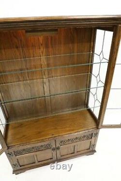 Old Charm Glass Display Cabinet with Cupboard Light Oak FREE Nationwide Delivery