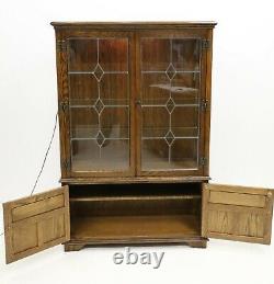 Old Charm Glass Display Cabinet with Cupboard Light Oak FREE Nationwide Delivery