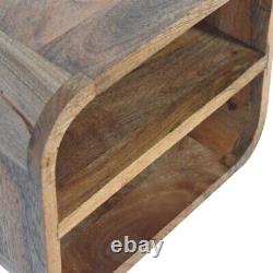 Open Curved Oak-ish 2 Drawer Wall Mounted Bedside