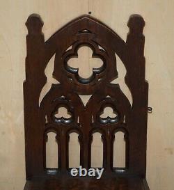 Ornately Carved Gothic English Oak Library Steps Metamorphic Chair Carpet Steps