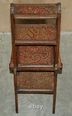 Ornately Carved Gothic English Oak Library Steps Metamorphic Chair Carpet Steps