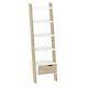 Oslo Retro Leaning Bookcase Shelving Unit 1 Drawer In White And Oak