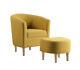 Padded Fabric Linen Armchair Single Couch Seat Tub Chair With Foot Stool