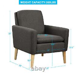 Padded Fabric Linen Armchair Single Couch Seat Tub Chair With Foot Stool