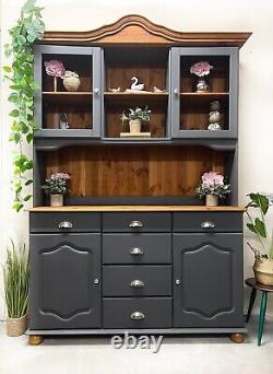 Painted Welsh Dresser Solid Pine Oak Cream Glazed Cabinet Light Dark Grey Navy