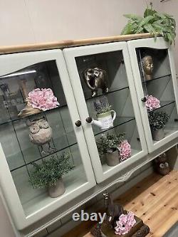 Painted Welsh Dresser Solid Pine Oak Sage Green Cream Glazed Cabinet Grey Navy