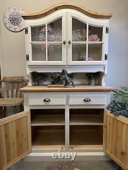 Painted Welsh Dresser Solid Pine Oak Sage Green Cream Glazed Cabinet Grey Navy