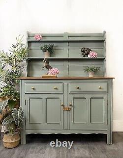 Painted Welsh Dresser Vintage Ercol Solid Oak Green Duck Egg Blue Grey