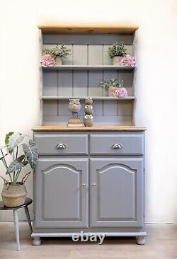 Painted Welsh Kitchen Dresser Solid/Oak Pine Country Cream + Brass Cup Handles