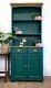 Painted Welsh Kitchen Dresser Solid/oak Pine Green & Gold + Brass Cup Handles
