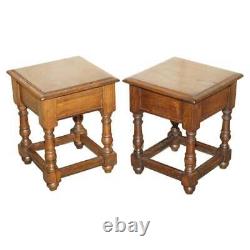 Pair Of English Oak Circa 1900 Late Victorian / Early Edwardian Side Lamp Tables