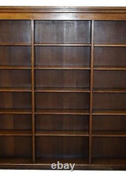 Pair Of Huge Solid Oak English Circa 1880 Double Sided Library Study Bookcases