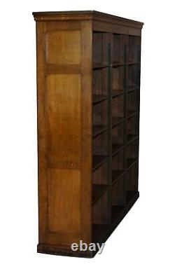 Pair Of Huge Solid Oak English Circa 1880 Double Sided Library Study Bookcases