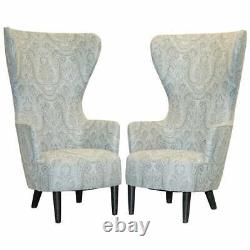 Pair Of Rrp £16,000 2007 Restored George Smith Tom Dixon Wing Back Armchairs
