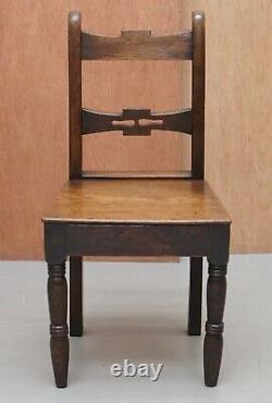 Pair Of Vintage English Oak Occasional Chape Hall Chairs Lovely Primate Patian