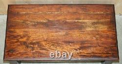 Pair Of Vintage Oak Coffee Tables Chunky Solid Legs And Three Plank Wood Top