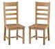 Pair Of Kingsford Oak Ladder Back Dining Chairs With Wooden Seats / Solid Wood