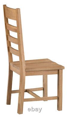 Pair of Montreal Oak Ladder Back Chairs with Wooden Seats / Solid Wood Furniture