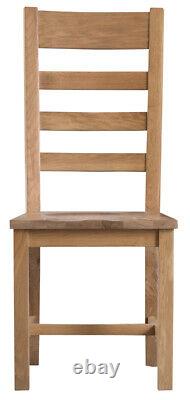 Pair of Montreal Oak Ladder Back Chairs with Wooden Seats / Solid Wood Furniture