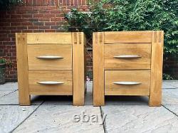 Pair of Oak Furnitureland Alto Natural Solid Oak Bedside Tables Good Condition