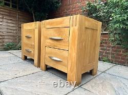 Pair of Oak Furnitureland Alto Natural Solid Oak Bedside Tables Good Condition