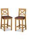 Pair Of Oakvale Bar Stools / Solid Wood Kitchen Chairs / Choice Of Seat Pads