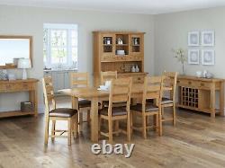 Pair of Oakvale Cross Back Chairs with PU Seats / Solid Wood Dining Chairs